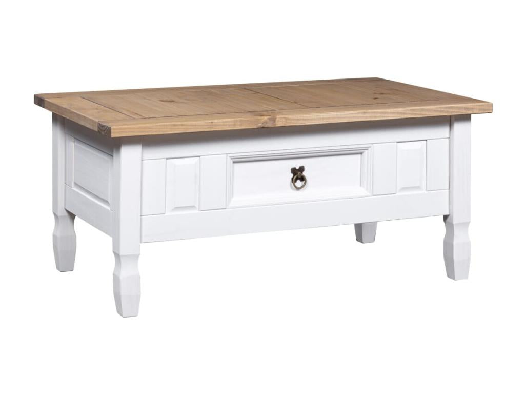 Table basse Pin mexicaine Gamme Bohometop Blanc 100x60x45 cm 72029ZBJQ