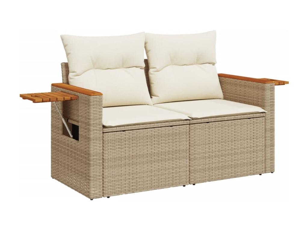Salon de jardin avec coussins 6 pièces beige résine tressée 58232SPRH