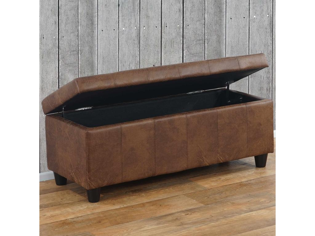 Banc/banquette/coffre de rangement Nidchicshop 112x45x45cm similicuir - aspect daim marron 30608LDZD