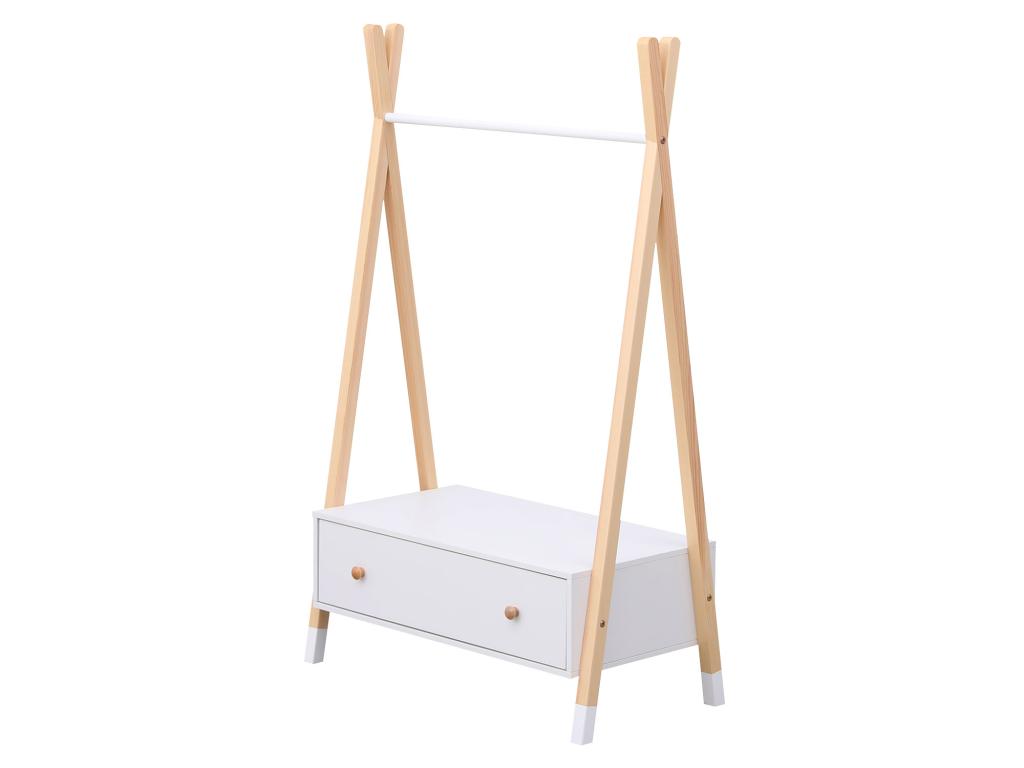 Penderie pour enfant bois et blanche avec tiroir Calmetop 04222QNTL