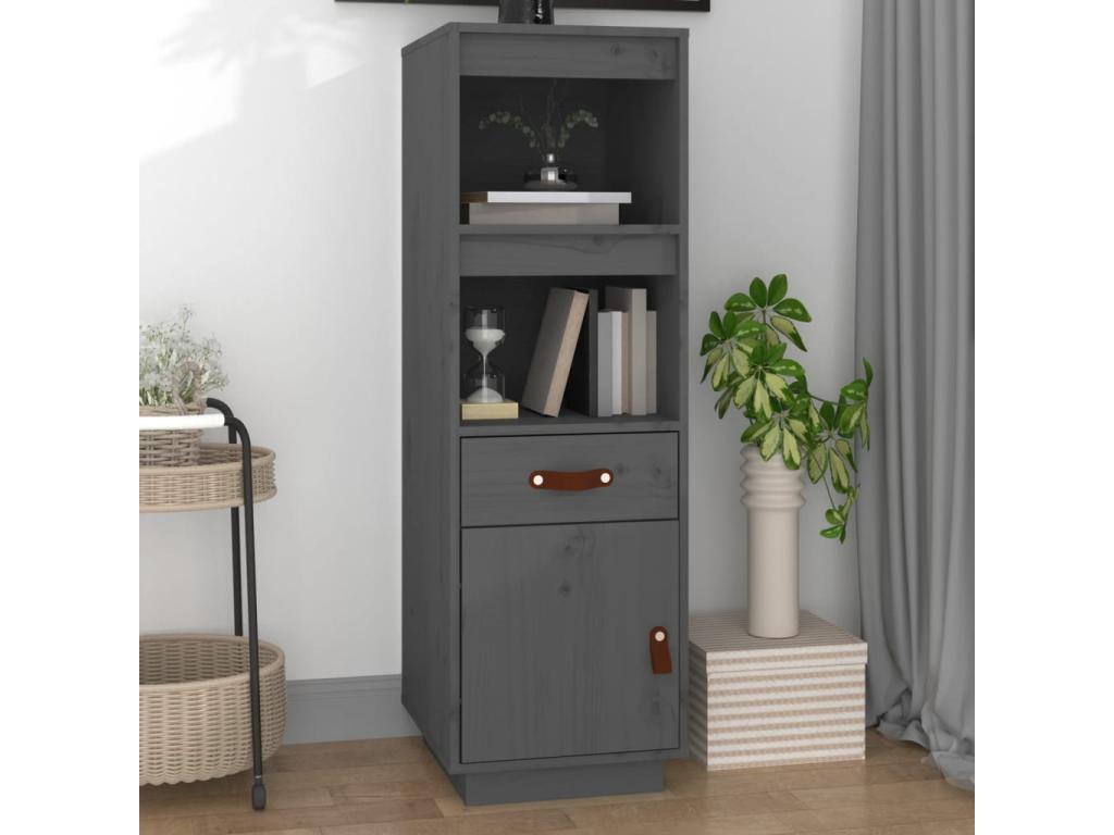 Buffet haut Gris 34x40x108,5 cm Bois massif de pin 86951FHSS