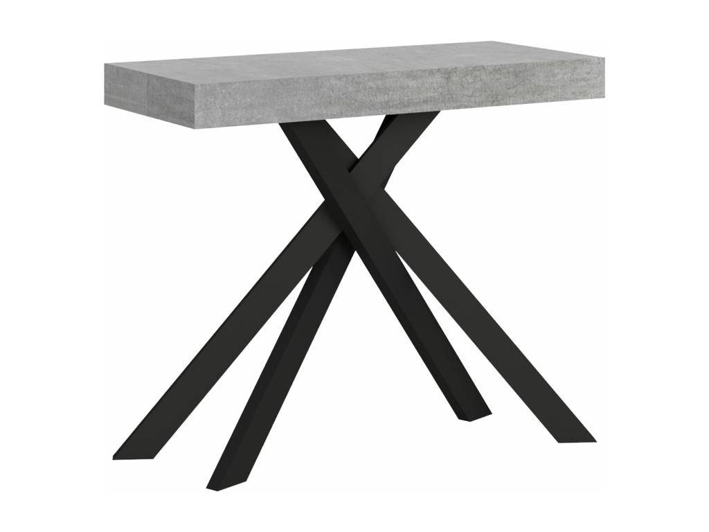 Console extensible 90x40/196 cm Calmetop Small gris béton pieds anthracite 64561SMDE