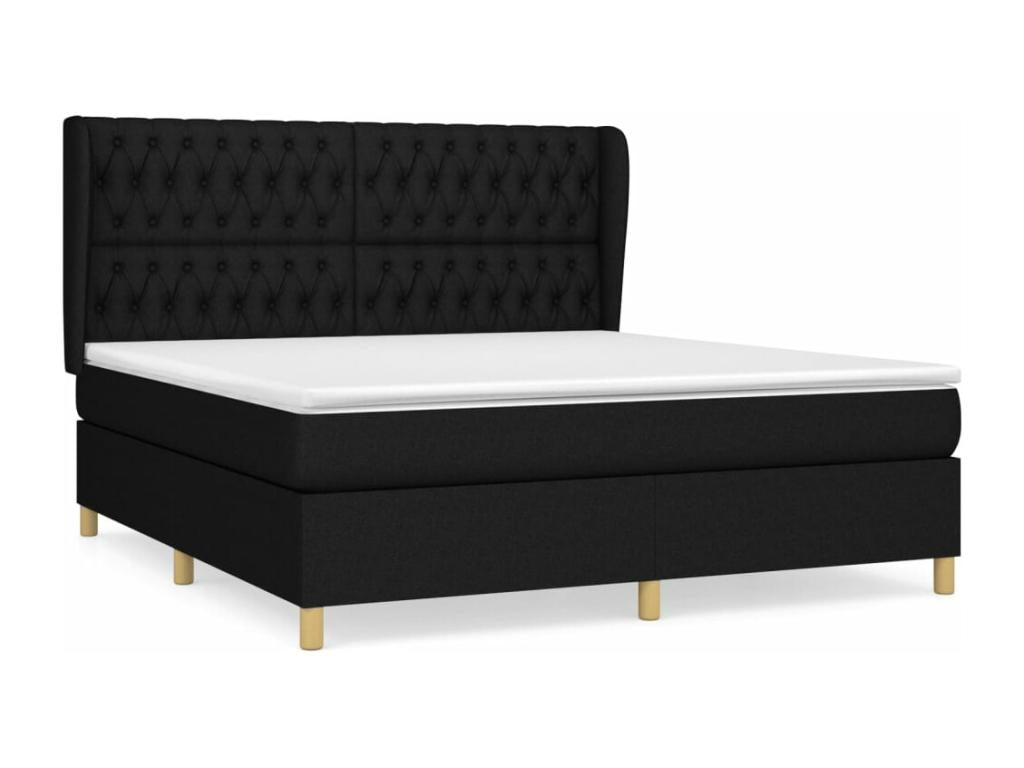 Lit à sommier tapissier avec matelas Noir 180x200 cm Tissu 29842VDVM