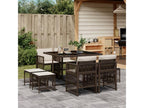 Ensemble à manger de jardin et coussins 9 pièces marron poly rotin 57229HXSI