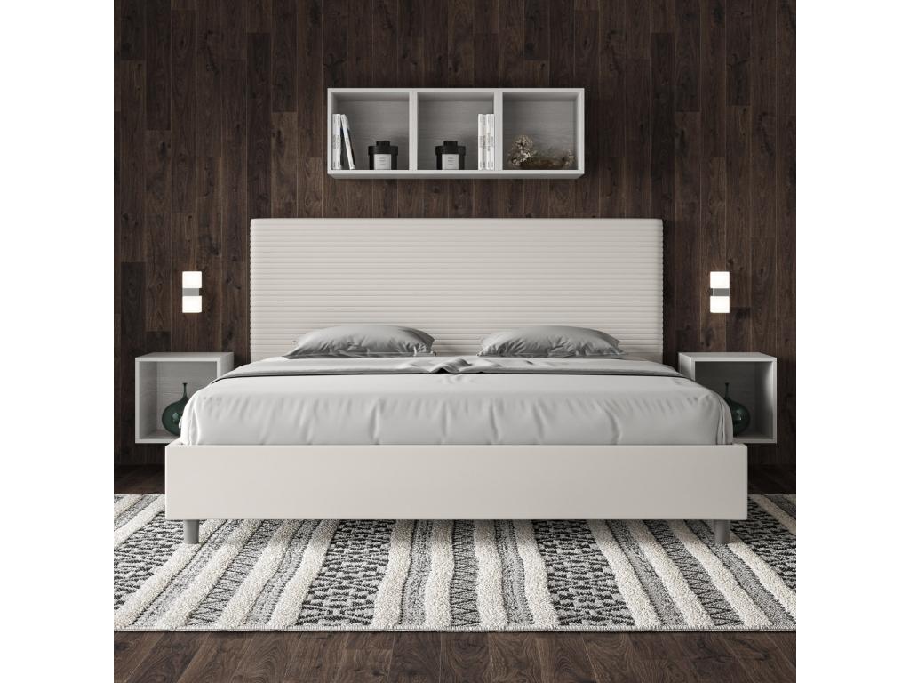 Lit coffre rembourrée 180x190 similicuir blanc Bohometop 32312NQLU