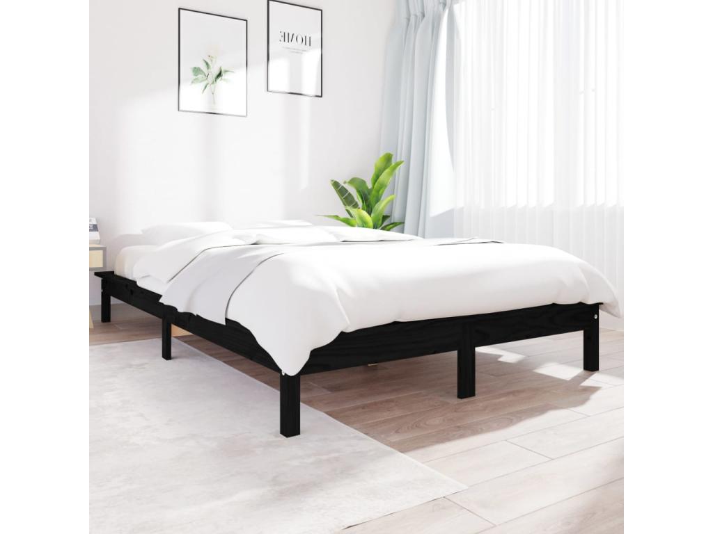 Cadre de lit sans matelas noir 200x200 cm bois massif 31840UDBY