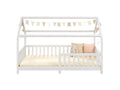 Lit cabane Calmetop lit enfant simple montessori en bois 90x200 cm en pin massif lasuré blanc 29946ZDEH