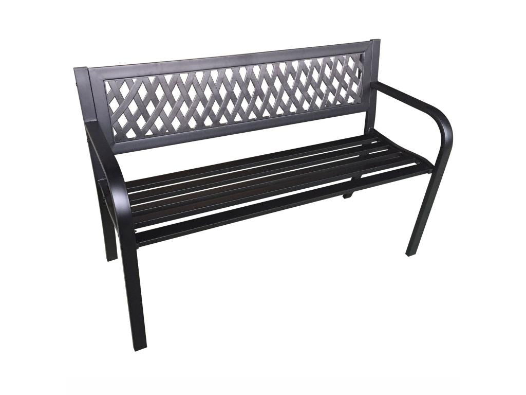 Banc de jardin noir Nidchicshop avec pieds en acier largeur 122 cm 71114RBGV
