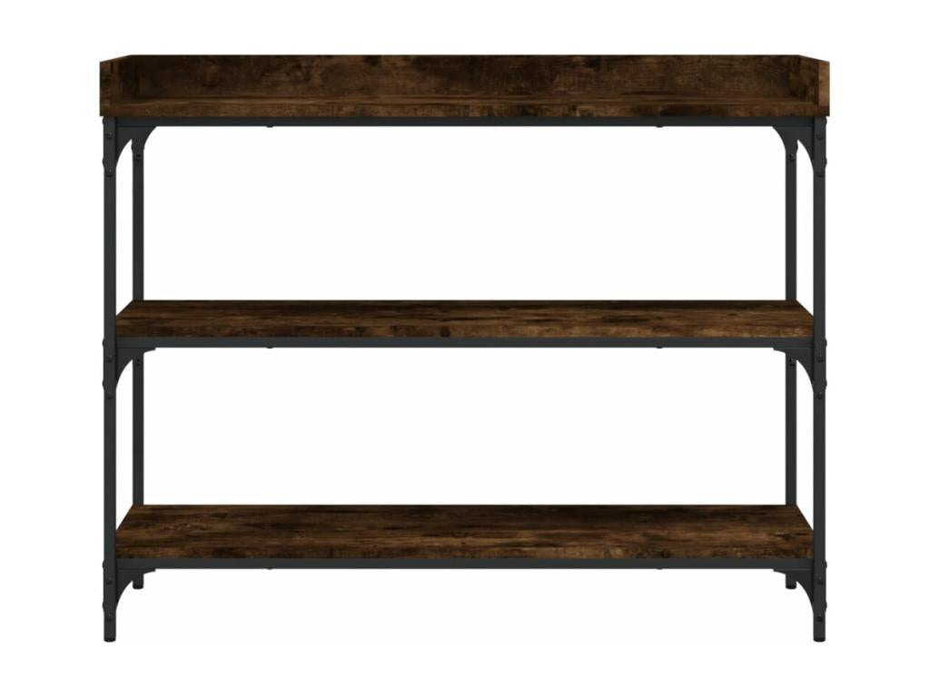 Table console avec étagères chêne fumé 100x30x80 cm 29084BYVZ