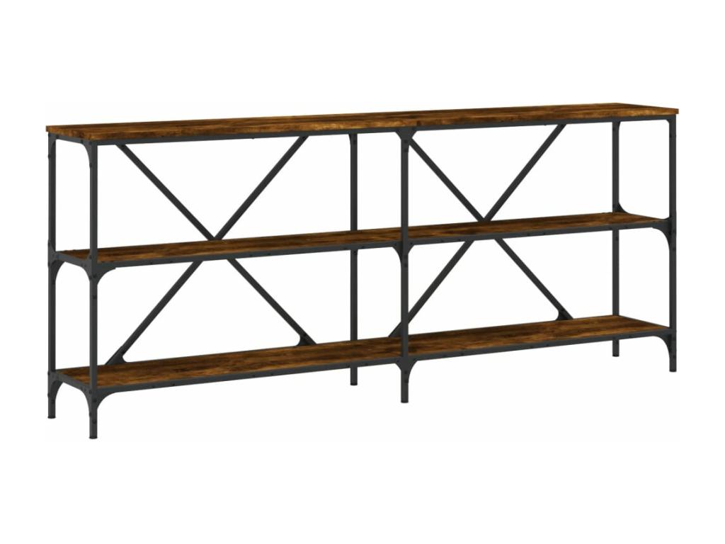 Table console chêne fumé 180x30x75 cm bois d'ingénierie et fer 90447IDAZ