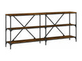 Table console chêne fumé 180x30x75 cm bois d'ingénierie et fer 90447IDAZ