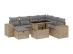 Salon de jardin avec coussins 8 pièces beige résine tressée 84844PLNI