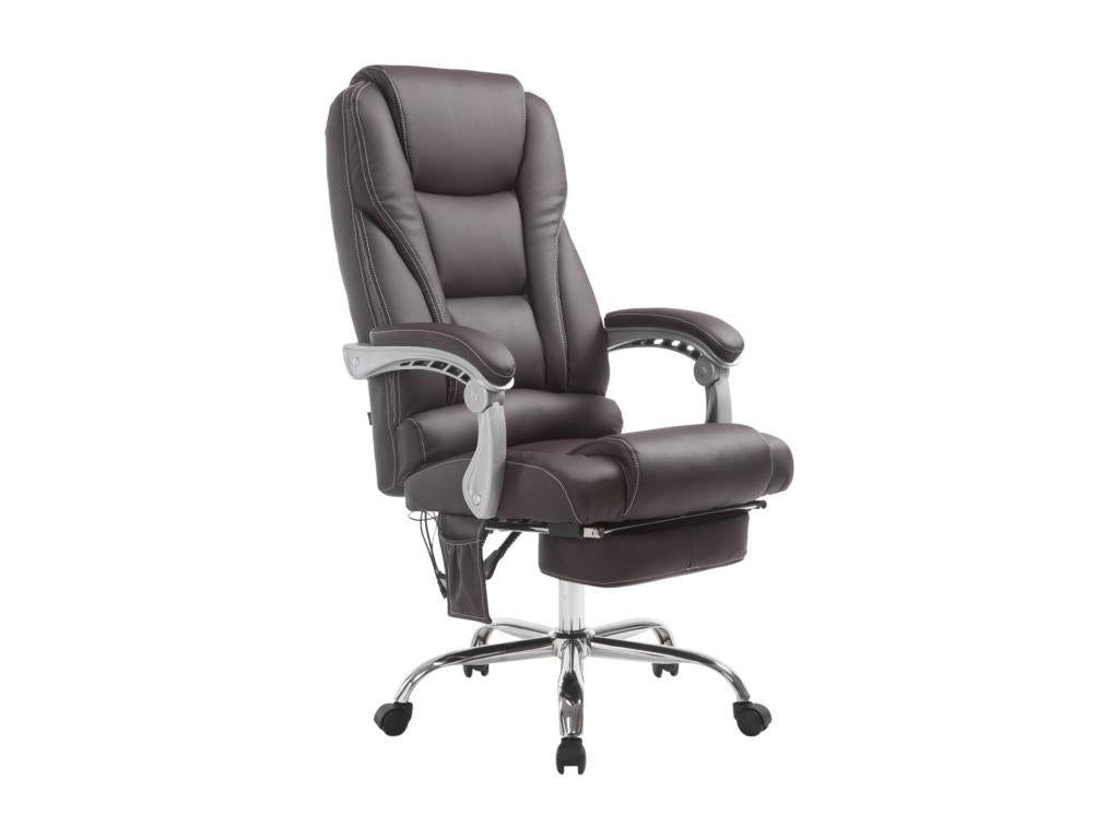 Chaise de bureau - Similicuir / Métal chromé - Marron - Calmetop 45735ZGXA