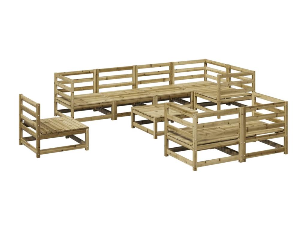 Salon de jardin 9 pièces bois de pin imprégné 47893BUBB