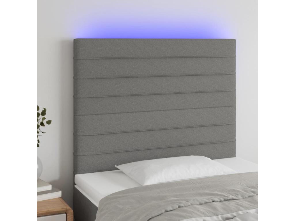 Tête de lit à LED Gris foncé 90x5x118/128 cm Tissu 28522IJWK