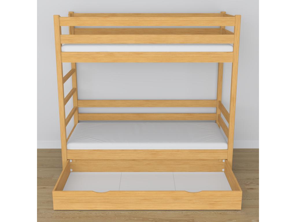 Lit superposé en bois - avec tiroir N03 Pin Naturel 80x180 34827QURA