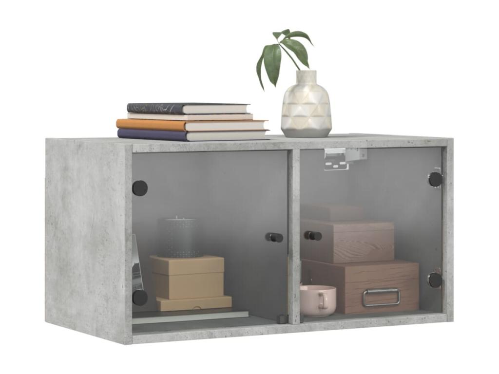 Armoire murale avec portes en verre gris béton 68.5x37x35 24049EOHT
