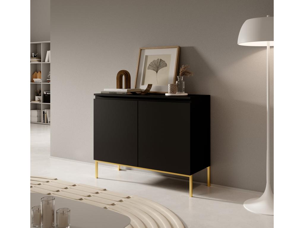 Commode à deux portes - 100 cm - noir avec pieds dorés - Nidchicshop 12862UUFB