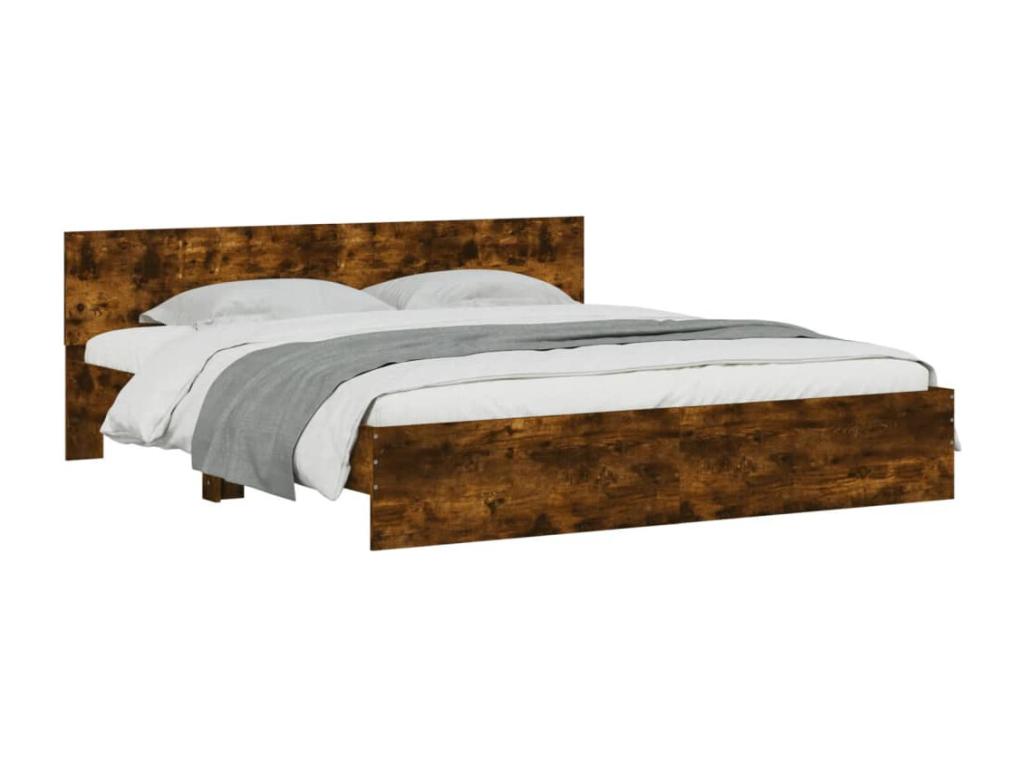 Cadre de lit sans matelas chêne fumé 180x200 cm 43882GBXX