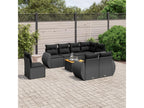 Salon de jardin 9 pièces avec coussins noir résine tressée 84806NSFB