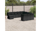 Salon de jardin 12 pièces avec coussins noir résine tressée 43181WKFG