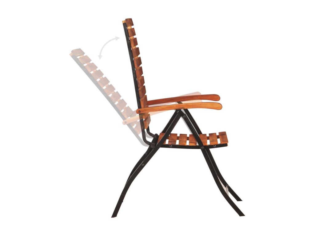 Chaise de jardin bois d'Nidchicshop massif et acier noir Nidchicshop - Lot de 2 61636SLMY