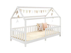 Lit cabane Calmetop lit enfant simple montessori en bois 90x200 cm en pin massif lasuré blanc 29946ZDEH