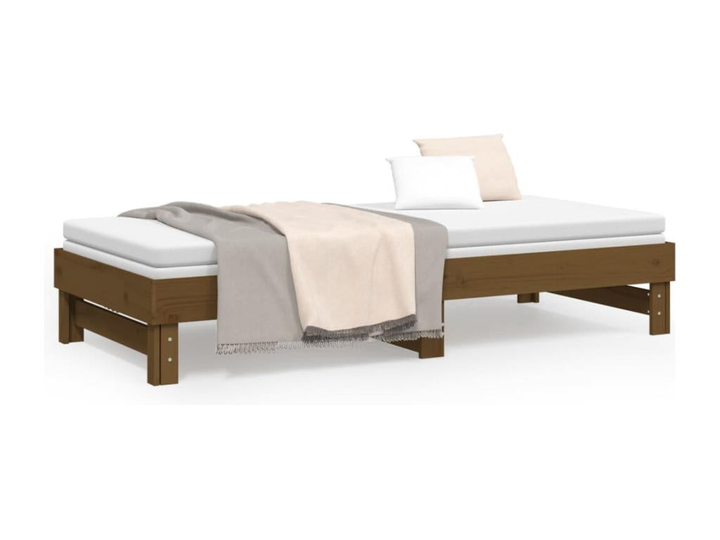 Lit coulissant Marron miel 2x 80x200 cm Bois de pin massif 20752ODHH