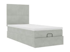 Cadre de lit ottoman et matelas gris clair 90x190 cm velours 75166AQGE