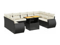 Salon de jardin 10 pièces avec coussins noir résine tressée 73081FXAZ