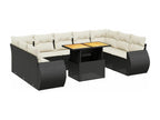 Salon de jardin 10 pièces avec coussins noir résine tressée 73081FXAZ