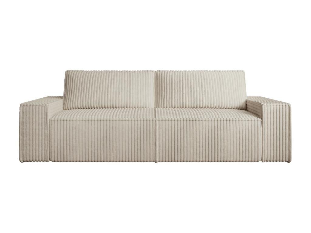 Canapé 4 places convertible en velours tricoté grosses côtes beige Calmetop 42414VAUF