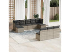 Salon de jardin avec coussins 10 pcs gris résine tressée 34632YJZM