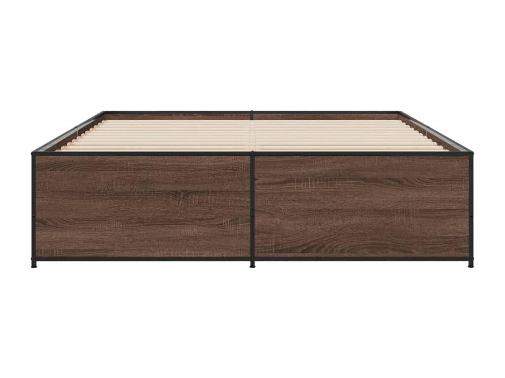 Cadre de lit chêne marron 160x200 cm bois d'ingénierie et métal 80668RQNQ
