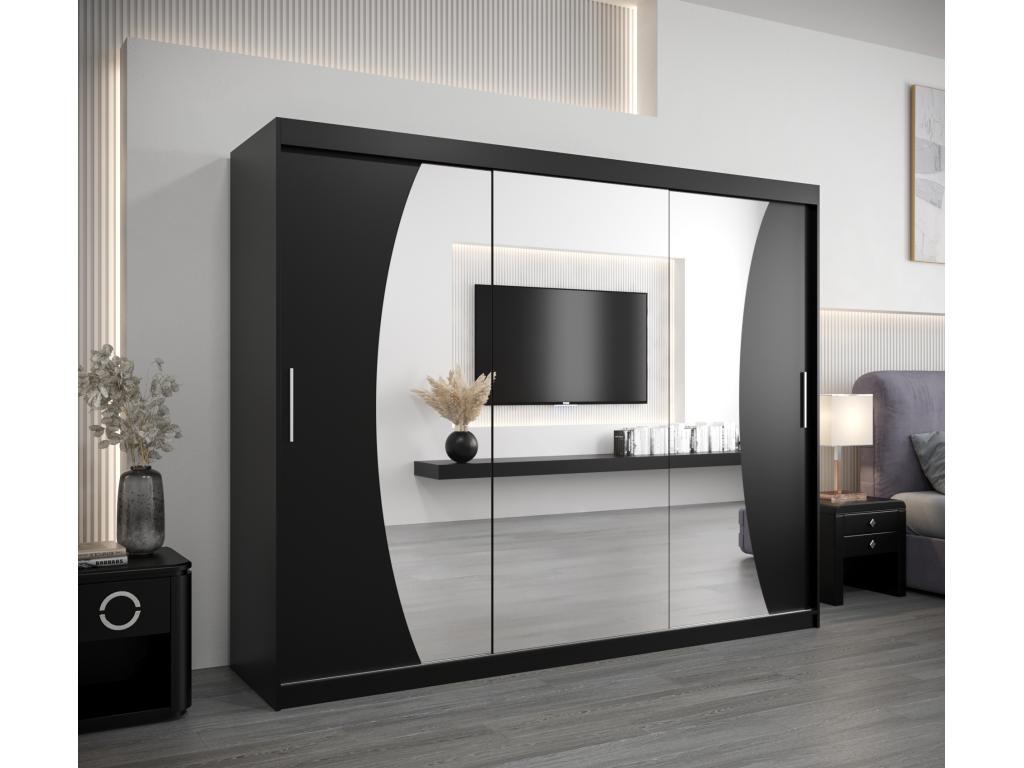 Armoire Calmetop À Portes Coulissantes 200/250/62 3 Portes Noir/Noir 11765MPCV