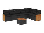 Salon de jardin 8 pièces avec coussins noir résine tressée 28881EHEU