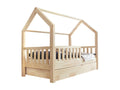 Lit cabane 90x190 barrière sommier et tiroir inclus Nidchicshop Bois 24050IUFR