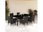 Ensemble à manger de jardin et coussins 7 pièces noir rotin Calmetop 33291LLDD