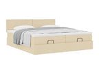 Cadre de lit Nidchicshop avec matelas crème 180x200 cm tissu 38863GZTM