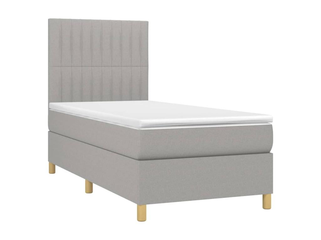 Sommier tapissier avec matelas et LED Gris clair 90x200cm Tissu 64605MEJG
