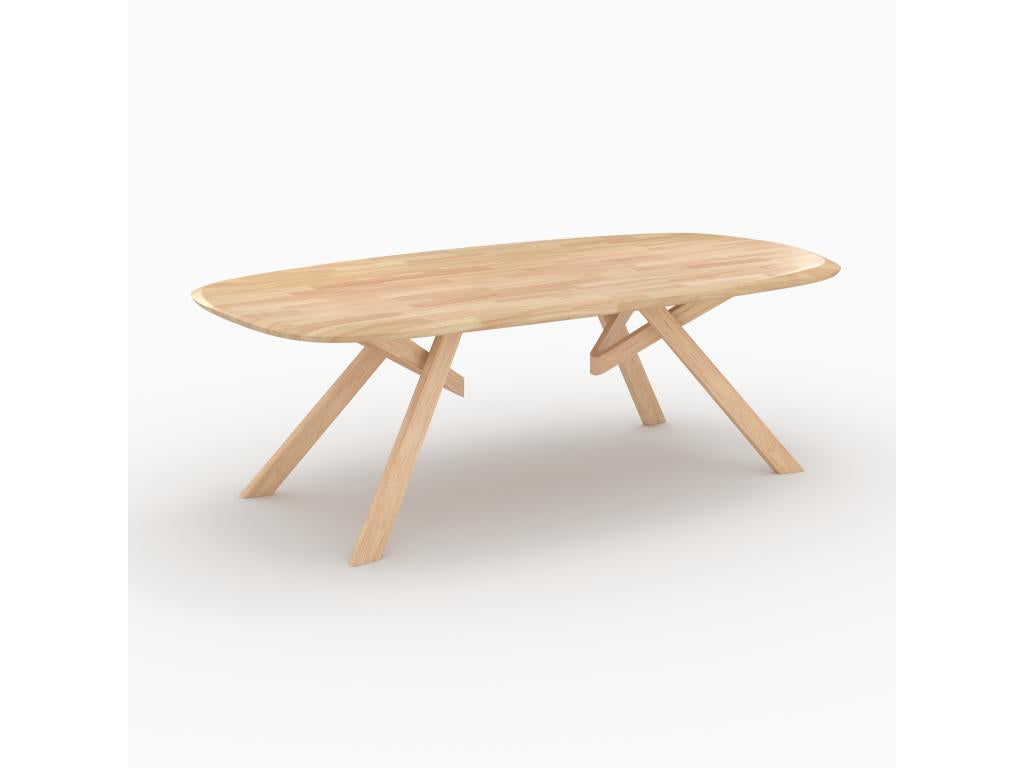 Table rectangulaire en bois d'hévéa massif clair 8 personnes - Nidchicshop 61419FNOW