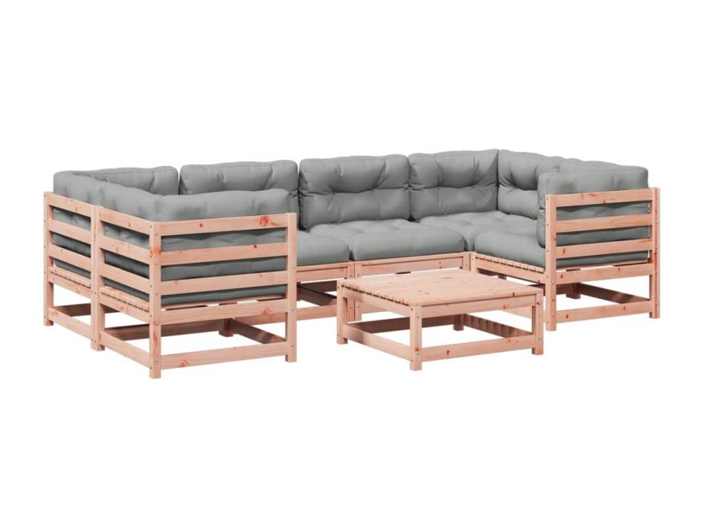 Salon de jardin 7 pcs et coussins bois massif sapin de Nidchicshop 81533WAEK