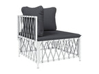 Salon de jardin 4 pièces avec coussins blanc acier 85814JMHQ