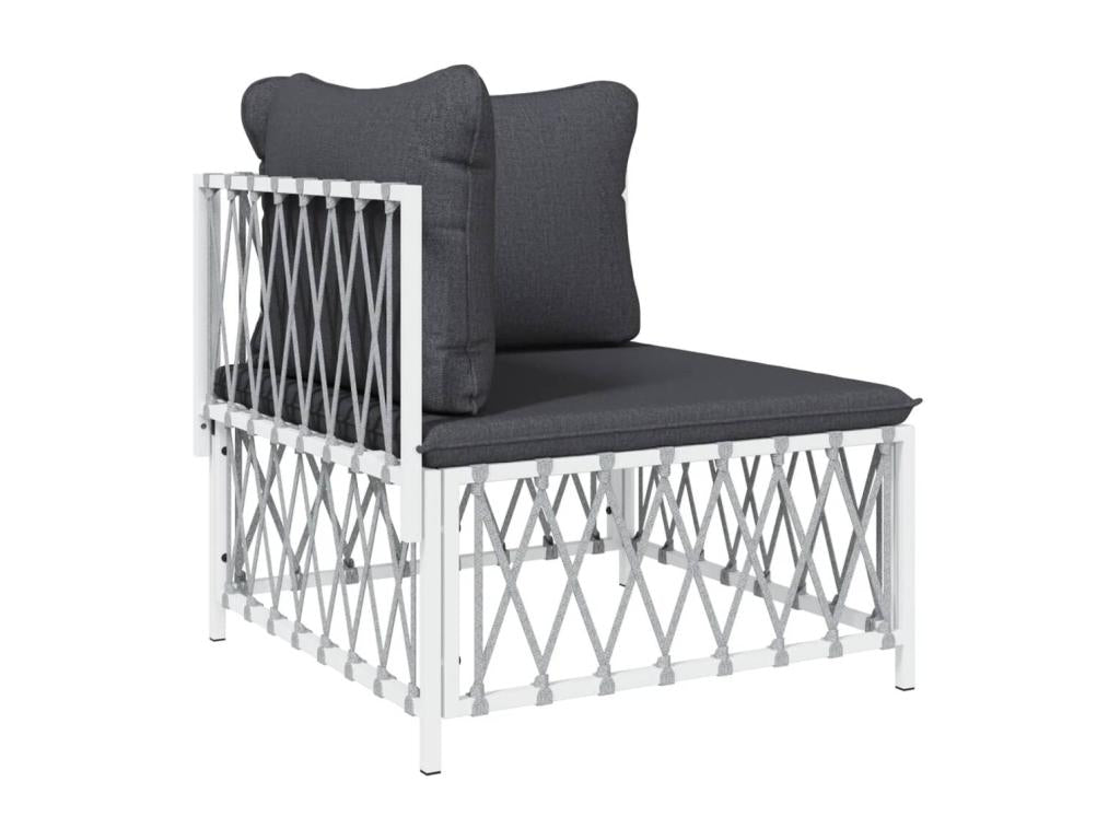 Salon de jardin 4 pièces avec coussins blanc acier 85814JMHQ
