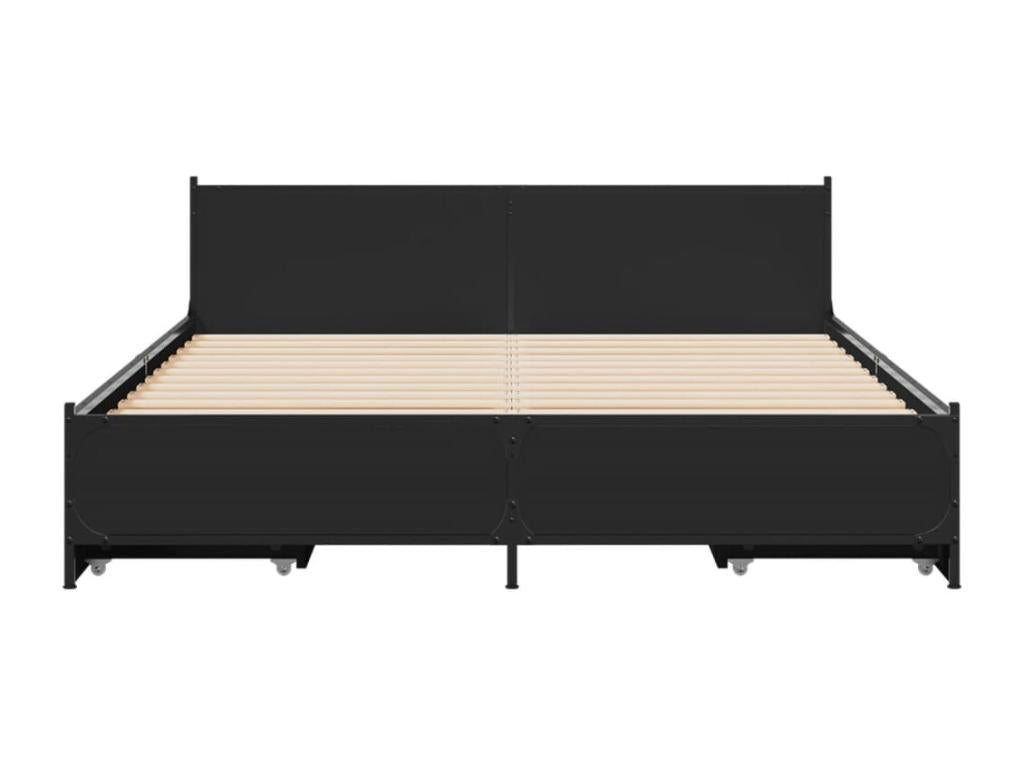 Cadre de lit et tiroirs noir 120x190 cm bois d'ingénierie 68923DEVS
