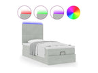Cadre de lit ottoman et matelas gris clair 90x190 cm velours 75166AQGE
