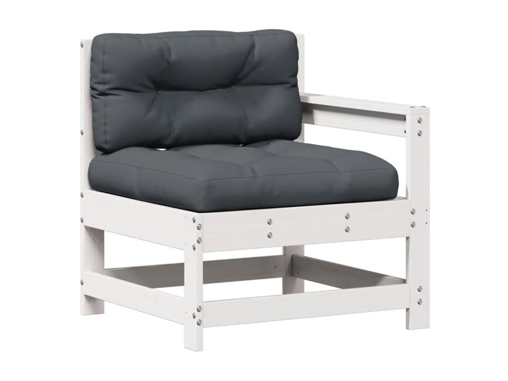 Salon de jardin avec coussins 6 pièces blanc bois de pin massif 69114SBQU