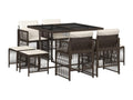 Ensemble à manger de jardin et coussins 9 pièces marron poly rotin 57229HXSI
