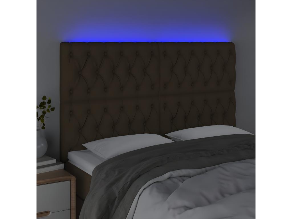 Tête de lit à LED Marron foncé 144x7x118/128 cm Tissu 30205WVXT