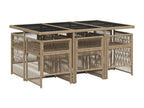 Ensemble à manger de jardin coussins 7 pièces Calmetop beige rotin 23991BWOP